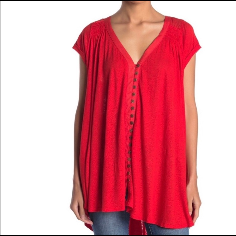 NWT Free People Highland Flowy Tunic - Red